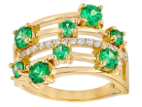 Bella Luce® 3.14ctw Emerald And White Diamond Simulants Eterno™ Yellow Ring - Size 7