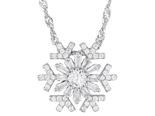 Bella Luce® 1.10ctw White Diamond Simulant Rhodium Over Silver Snowflake Pendant (0.67ctw DEW)