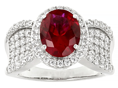 Bella Luce® 3.95ctw Ruby And White Diamond Simulants Rhodium Over Sterling Silver Ring - Size 7