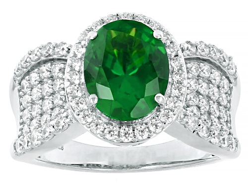 Bella Luce® 3.95ctw Emerald And White Diamond Simulants Rhodium Over Sterling Silver Ring - Size 10