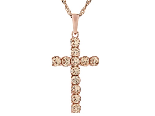 Bella Luce® 2.00ctw Round Champagne Diamond Simulant Eterno™ Rose Cross Pendant