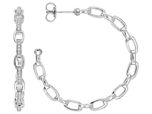Bella Luce® 0.89ctw White Diamond Simulant Rhodium Over Sterling Silver Rolo Link Hoops