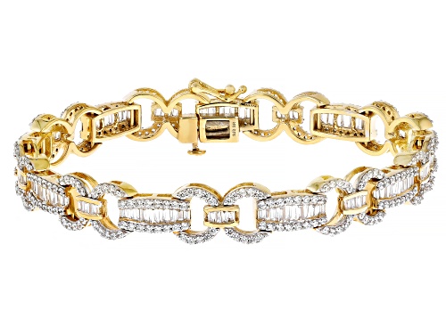 Bella Luce® 7.50ctw White Diamond Simulant 18k Yellow Gold Over Brass Tennis Bracelet(4.54ctw DEW) - Size 8
