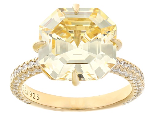 Bella Luce® 14.27ctw Canary And White Diamond Simulants Eterno™ Yellow Asscher Cut Ring(8.64ctw DEW) - Size 8