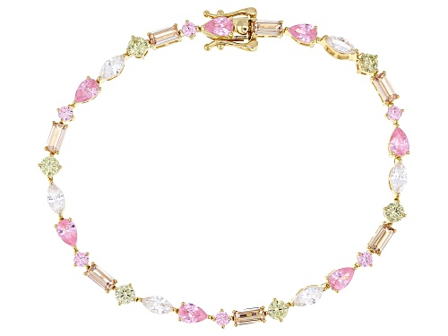 Bella Luce® 13.21ctw Peridot, Pink, Champagne & White Diamond Simulants Eterno™ Yellow Bracelet - Size 8