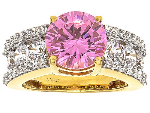 Bella Luce® 8.75ctw Pink And White Diamond Simulants Eterno™ Yellow Ring(5.30ctw DEW) - Size 8