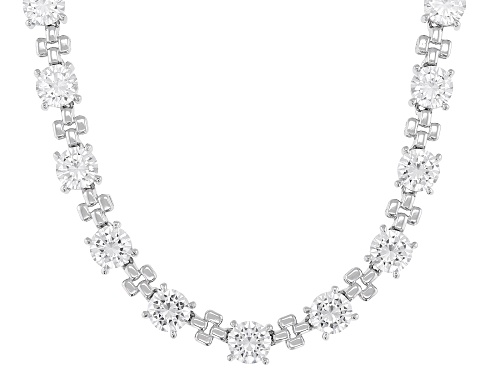 Bella Luce® 54.66ctw White Diamond Simulant Rhodium Over Sterling Silver Tennis Necklace - Size 18