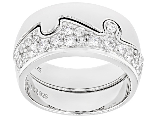 Bella Luce® 1.13ctw White Diamond Simulant Rhodium Over Sterling Silver Puzzle Ring Set - Size 7