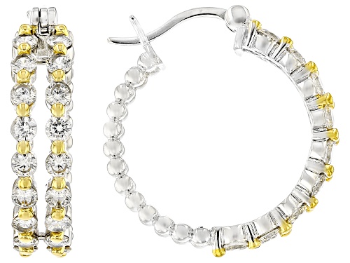 Bella Luce® 3.90ctw White Diamond Simulant Rhodium Over Sterling Silver And Eterno™ Yellow Hoops