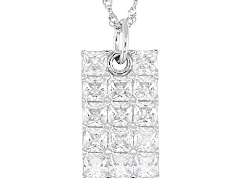 Bella Luce® 7.37ctw White Diamond Simulant Rhodium Over Sterling Silver Dog Tag Pendant
