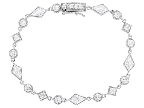 Bella Luce® 7.96ctw White Diamond Simulant Rhodium Over Sterling Silver Multi-Shape Tennis Bracelet - Size 8