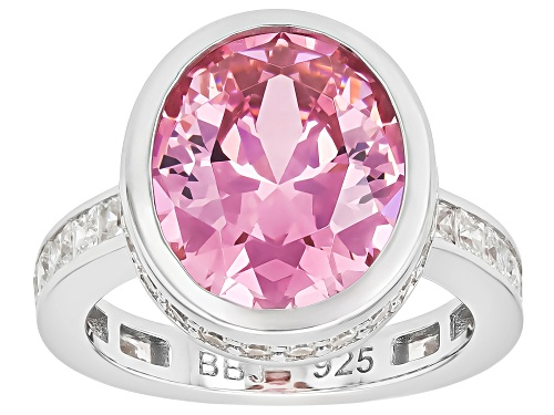 Bella Luce® 10.21ctw Pink And White Diamond Simulants Rhodium Over Sterling Silver Ring - Size 9