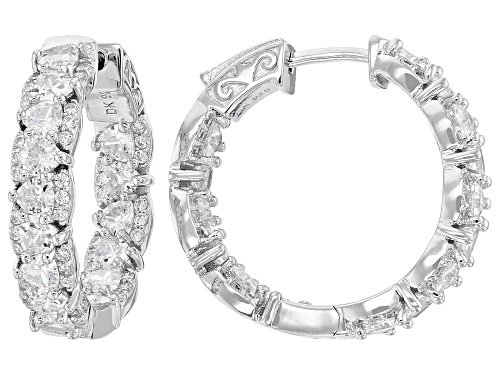 Bella Luce® 5.76ctw White Diamond Simulant Rhodium Over Sterling Silver Hoops