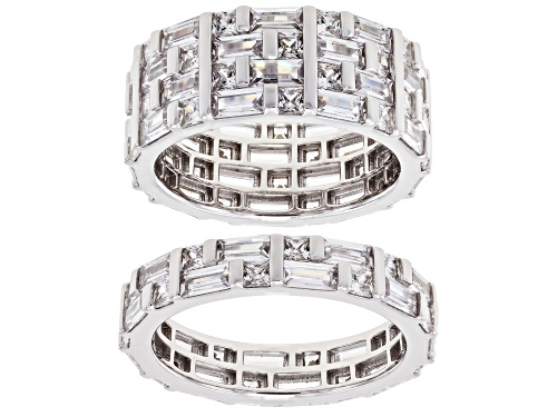 Bella Luce® 14.34ctw White Diamond Simulant Rhodium Over Sterling Silver Ring Set - Size 7