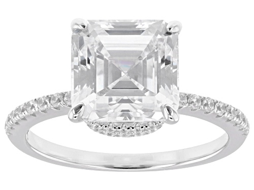 Bella Luce® 7.09ctw White Diamond Simulant Rhodium Over Sterling Silver Asscher Cut Ring - Size 9