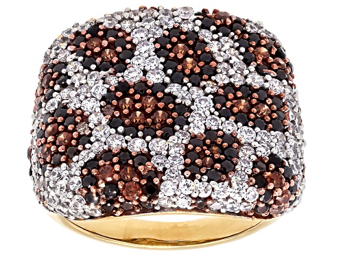 Bella Luce® 4.05ctw Mocha, Black, And White Diamond Simulants Eterno™ Yellow Cheetah Print Ring - Size 7