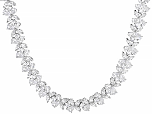 Bella Luce® 72.96ctw White Diamond Simulant Rhodium Over Silver Flower Tennis Necklace(44.21ctw DEW) - Size 18
