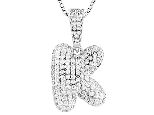 Bella Luce® 1.72ctw White Diamond Simulant Rhodium Over Sterling Silver "K" Initial Bubble Pendant