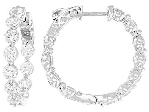 Bella Luce® 9.25ctw White Diamond Simulant Rhodium Over Sterling Silver Hoops