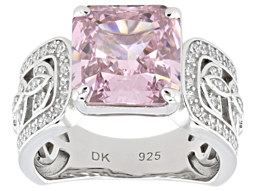 Bella Luce® 9.81ctw Pink & White Diamond Simulant Rhodium Over Sterling Silver Ice Flower Cut Ring - Size 9