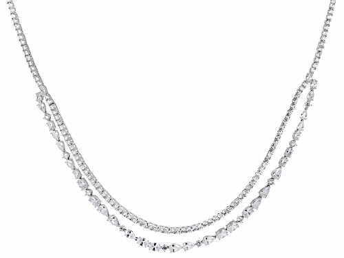 Bella Luce® 34.56ctw White Diamond Simulant Rhodium Over Sterling Silver 29th Anniversary Necklace - Size 18