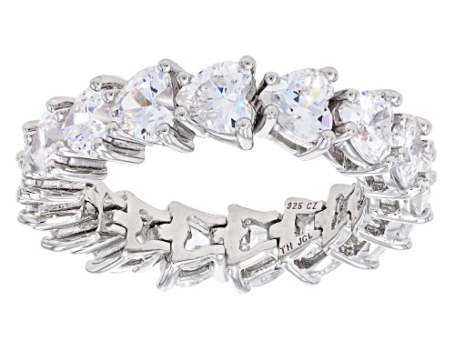 Bella Luce® 6.80ctw White Diamond Simulant Rhodium Over Sterling Silver Flexible Heart Ring - Size 7