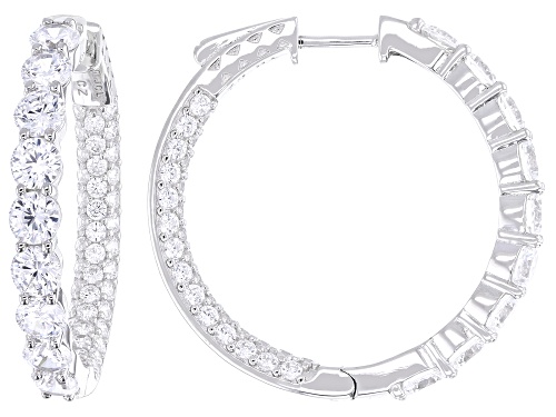 Bella Luce® 11.35ctw White Diamond Simulant Rhodium Over Sterling Silver Hoop Earrings