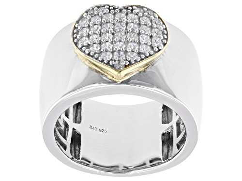 Bella Luce® 0.75ctw White Diamond Simulant Rhodium Over Silver and Eterno™ Yellow Heart Ring - Size 6