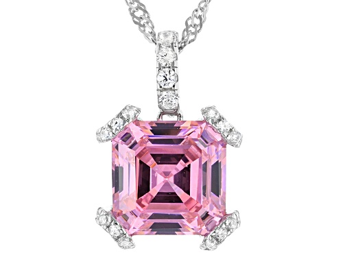 Photo of Bella Luce®Asscher Cut Pink and White Diamond Simulants Rhodium Over Silver Pendant With Chain