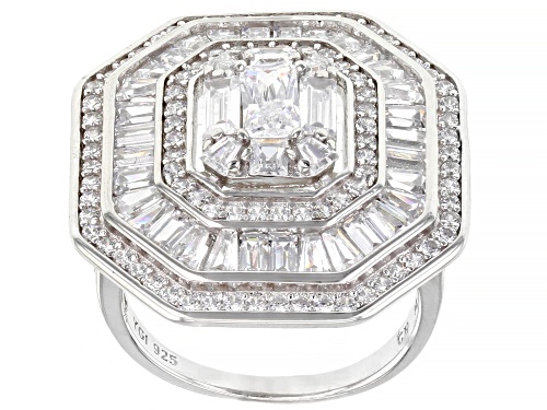 Bella Luce ® 2.99ctw White Diamond Simulant Rhodium Over Sterling Silver Ring (1.51ctw DEW) - Size 5