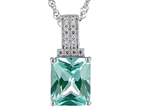 Photo of Bella Luce® Lab Green Spinel And White Diamond Simulant Rhodium Over Silver Pendant With Chain