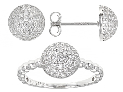 Photo of Bella Luce ® 2.11ctw White Diamond Simulant Rhodium Over Silver Ring And Earring Set (1.62ctw DEW)