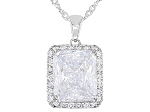 Bella Luce® 12.71ctw White Diamond Simulants Rhodium Over Silver Pendant W/Chain (6.39ctw DEW)