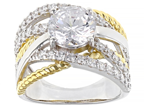 Bella Luce® 4.87ctw White Diamond Simulants  Rhodium Over & Eterno Yellow Ring (3.19ctw DEW) - Size 11