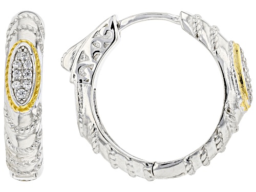 Photo of Bella Luce® 0.14ctw White Diamond Simulant Rhodium And 14k Yellow Gold Over Silver Earrings