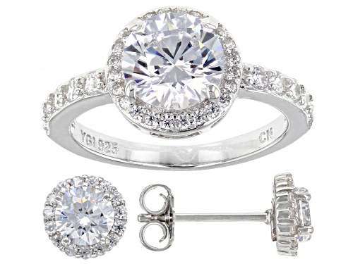 Bella Luce ® 6.24ctw Rhodium Over Sterling Silver Ring And Earring Set (3.58ctw DEW)
