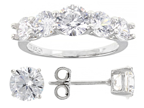 Photo of Bella Luce ® 7.09ctw Rhodium Over Sterling Silver Ring And Earring Set (4.16ctw DEW)
