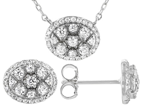 Photo of Bella Luce ® 1.91ctw White Diamond Simulant Rhodium Over Sterling Silver Necklace And Earring Set