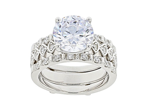 Bella Luce® 4.30ctw White Diamond Simulants Rhodium Over Silver Ring and Guard Set (2.15ctw DEW) - Size 12