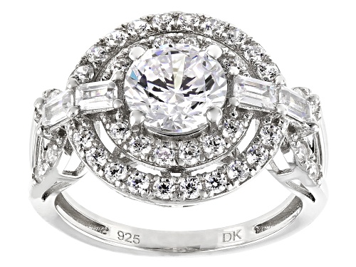 Bella Luce® 4.03ctw White Diamond Simulants Rhodium Over Silver Ring (2.28ctw DEW) - Size 10