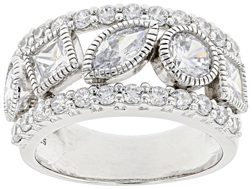 Bella Luce ® 4.53ctw White Diamond Simulant Rhodium Over Sterling Silver Ring (2.77ctw DEW) - Size 7