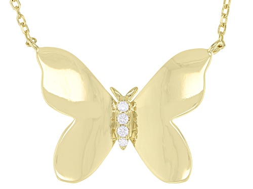 Photo of Bella Luce® 0.07ctw White Diamond Simulant Eterno™ 18k Yellow Gold Over Silver Butterfly Necklace - Size 16