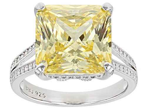 Photo of Bella Luce® 15.47ctw Canary and White Diamond Simulants Rhodium Over Silver Ring (9.37ctw DEW) - Size 8