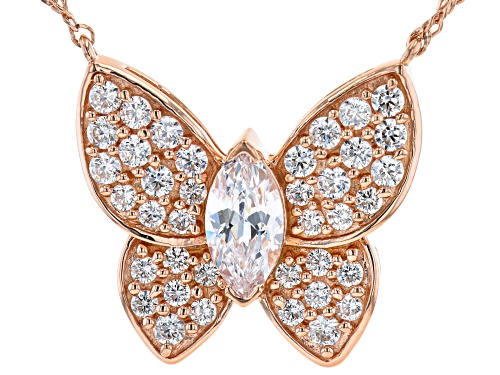 Photo of Bella Luce® 3.24ctw White Diamond Simulant Eterno™ 18K Rose Gold Over Silver Butterfly Necklace - Size 17.5