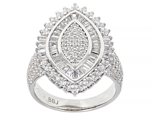 Bella Luce® 3.50ctw White Diamond Simulants Rhodium Over Silver Ring (2.12ctw DEW) - Size 8
