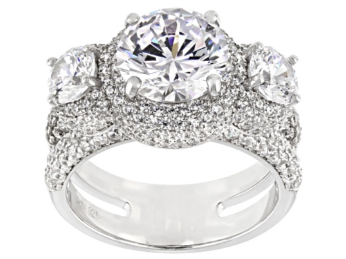 Bella Luce® 9.40ctw White Diamond Simulant Rhodium Over Sterling Silver Ring (5.69ctw DEW) - Size 11