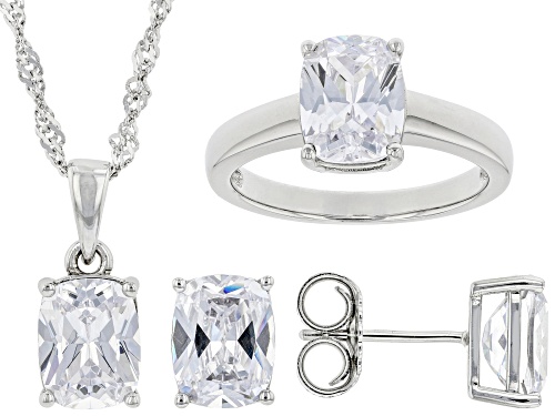 Photo of Bella Luce® 13.74ctw Platinum Over Silver Ring, Earrings, and Pendant With Chain Set (8.32ctw DEW)