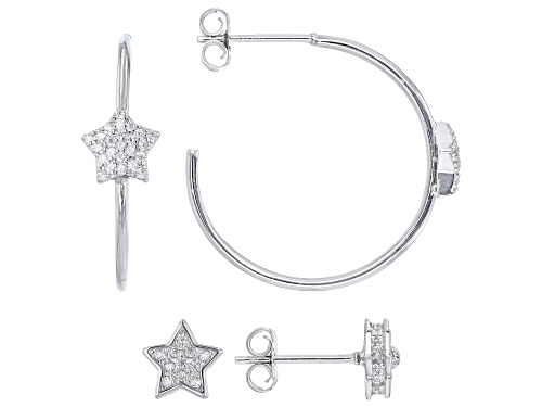 Photo of Bella Luce® 0.81ctw White Diamond Simulant Rhodium Over Sterling Silver Star Earring Set