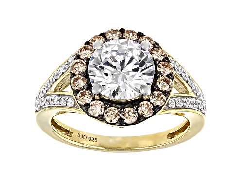 Photo of Bella Luce® 4.43ctw Champagne And White Diamond Simulants Eterno™ Yellow Ring(2.80ctw DEW) - Size 12