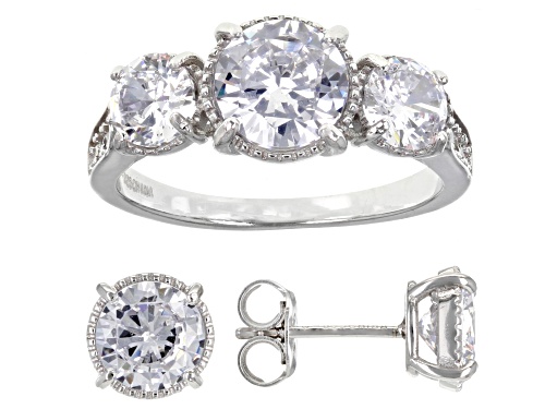Photo of Bella Luce® 7.36ctw Rhodium Over Silver Ring and Earrings Set (4.46ctw DEW)